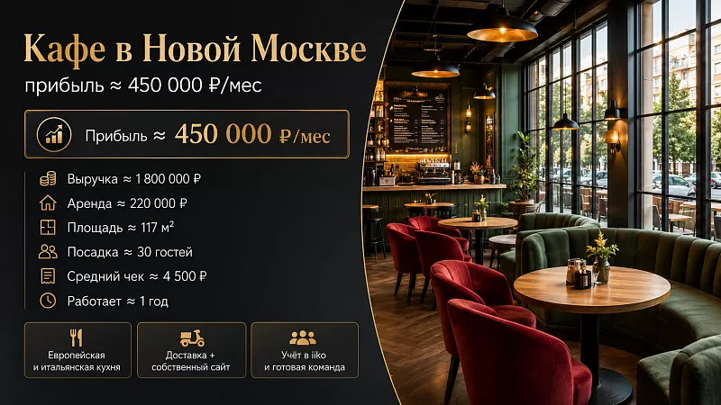 Кафе в Новой Москве — прибыль ≈ 450 000 ₽ в месяц